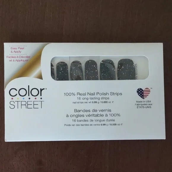 Color Street Black Nail Polish Strips with White Speckles, Dark Frost - Picture 2 of 3
